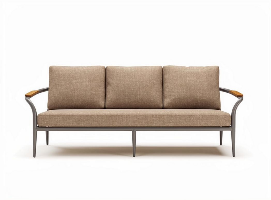 Divano in metallo con cuscini marroni 180 x 80 x 70cm adatto per esterni