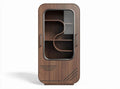 Armadio in legno con ante in vetro dimensioni 80 x 40 x 180 cm finitura noce scuro