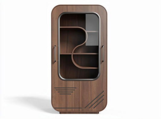 Armadio in legno con ante in vetro dimensioni 80 x 40 x 180 cm finitura noce scuro