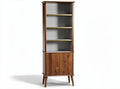 Mobiletto libreria in legno marrone con ripiani e ante dimensioni 30 x 15 x 150cm