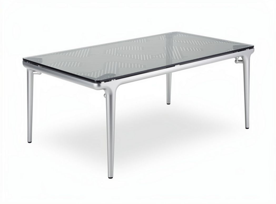 Tavolo da caffè rettangolare in vetro trasparente e struttura in metallo 120 x 60 x 45cm