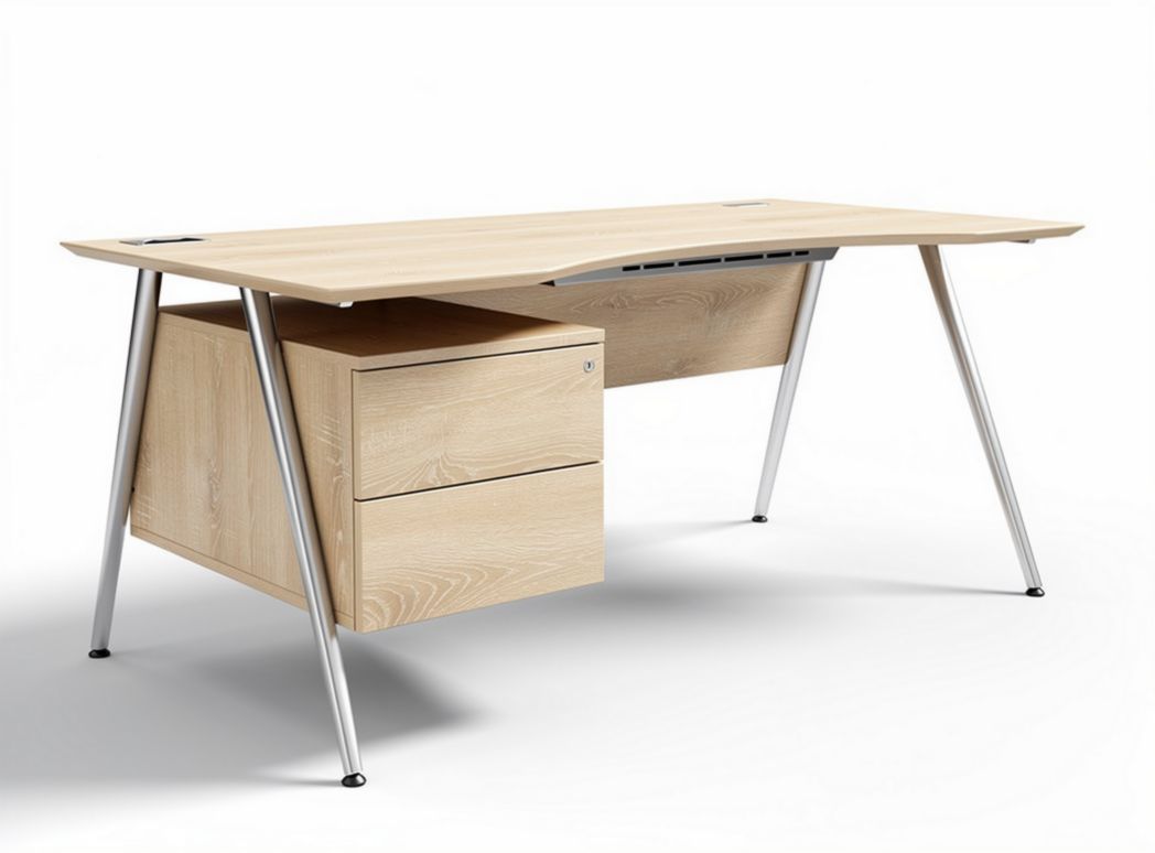 Scrivania moderna in legno di rovere con cassetto 150 x 70 x 75cm