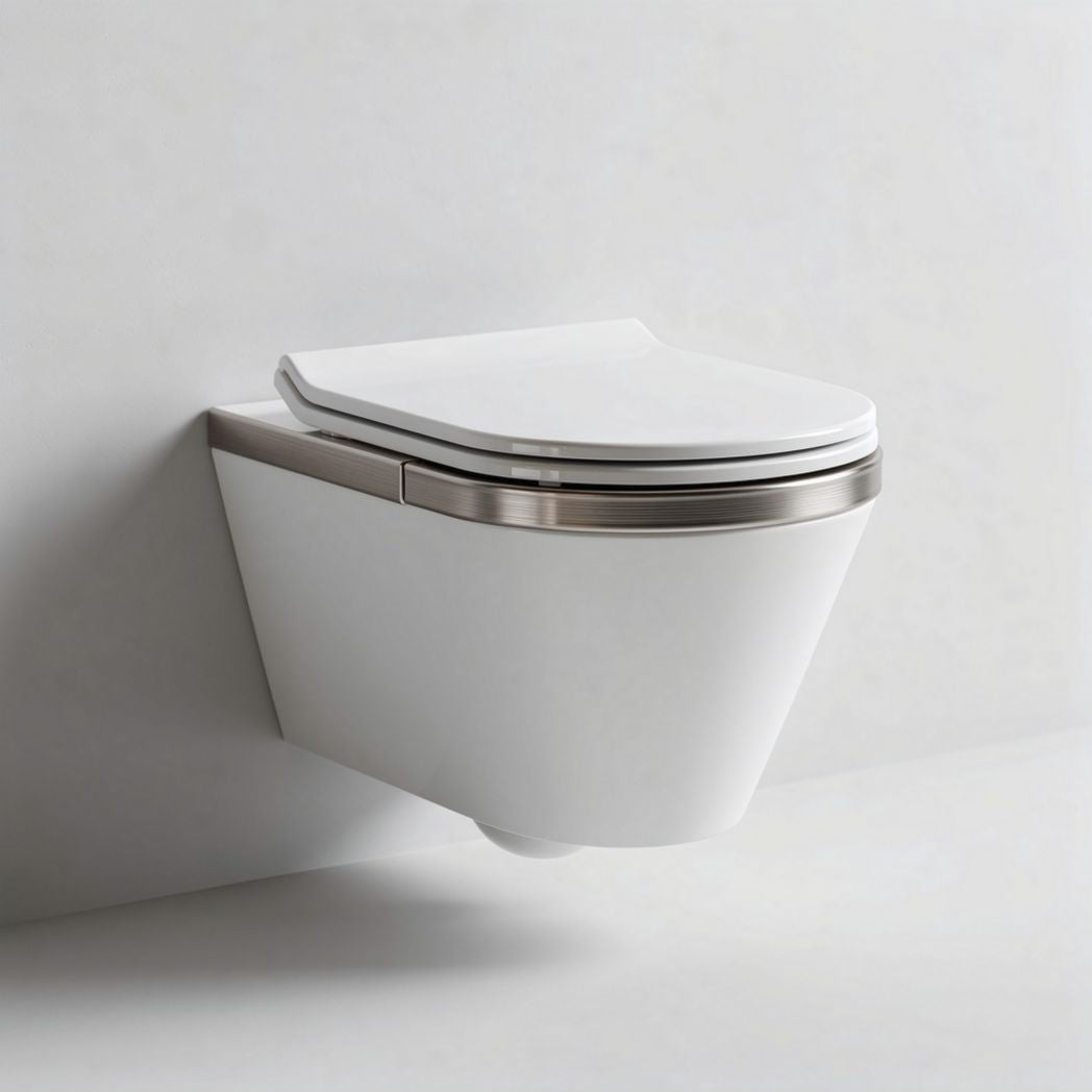Wc sospeso di design moderno in ceramica bianca dimensioni 50 x 35 x 30cm