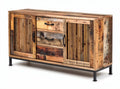 Mobile in legno riciclato con cassetti e porta scorrevole 150 x 50 x 70cm