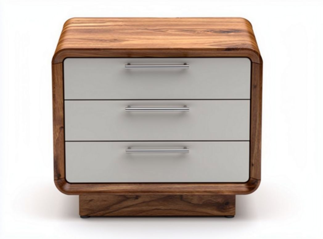 Comodino in legno massello con tre cassetti bianchi 50 x 40 x 40cm