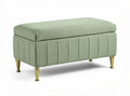 Pouf in tessuto verde con piedi in metallo dorato 100 x 45 x 40cm