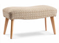 Panchetta imbottita in tessuto beige con gambe in legno 90 x 40 x 45cm